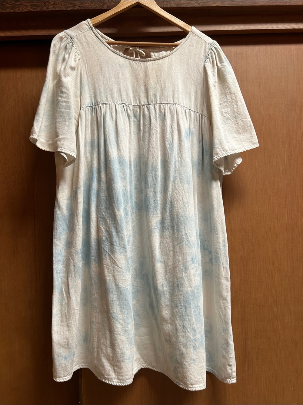 Light Blue Denim Tie-Dye Babydoll Women’s Dress